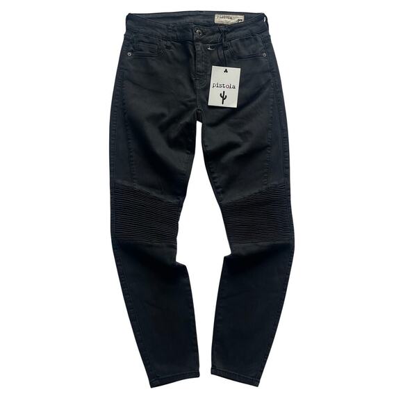 Pistola Audrey Moto Skinny Jean Dark Charcoal Gray Black Size 27 NWT - Picture 4 of 7